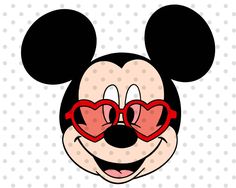 a mickey mouse with red glasses on it's face