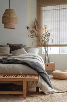 "Eco-Friendly Bedroom Decor: Home Decor Inspo" #scandinavianbedroom Eco Friendly Bedroom Decor, Modern Grey Bedroom, Minimalist Bed Frame, Minimalistic Decor, Zen Bedroom