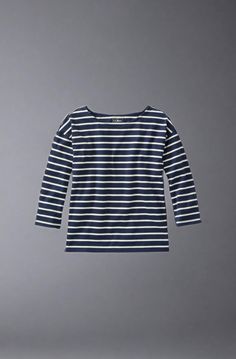 With classic nautical stripes and relaxed, easygoing style, this soft cotton jersey striped boatneck is destined to be an absolute essential. For a closer fit, order one size down. Relaxed Fit: Our most generous fit sits farthest from the body. Falls at hip. Made of 100% cotton jersey in just the right weight - lighter than a sweatshirt, heavier than a tee. Machine wash and dry. Straight hem falls slightly shorter. Easy styling with dropped shoulders, classic boatneck and relaxed-fitting sleeves Navy Classic Top With Horizontal Stripes, Classic Navy Tops With Horizontal Stripes, Classic Navy Top With Horizontal Stripes, Striped Sailor Long Sleeve Top, Sailor Striped Long Sleeve Top, Sailor Style Striped Long Sleeve Top, Striped Sailor Style Cotton Top, Sailor Style Striped Cotton Top, Navy Horizontal Stripe Crew Neck Top