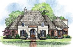 this is an artist's rendering of the front elevation of these european house plans