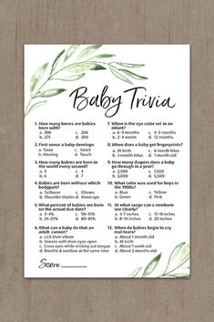 a baby trivia with leaves on it