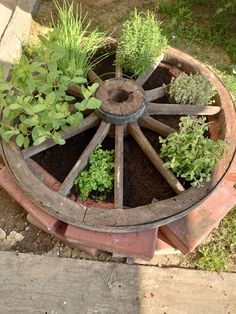 Kräuterrad Spiral Garden, Garden Bench Diy, Diy Herb Garden, Garden Design Layout, Garden Crafts Diy, Garden Containers, Patio Landscaping, Outdoor Decor Backyard