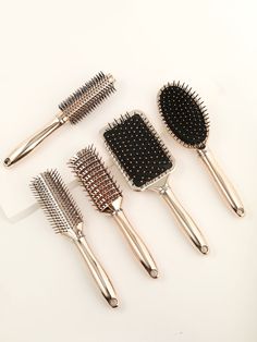 Gold    Plastic Plain  Embellished   Beauty Tools Hair Tool Set, Hair Salon Tools, Anti Frizz Hair, Hair Brush Set, Hair Care Tools, Haute Hair, Detangling Hair Brush, Hair Supplies, Styling Comb