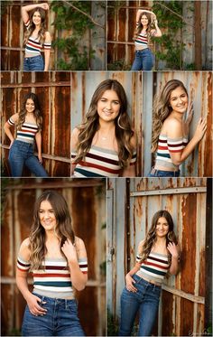 a beautiful young woman posing in front of a rusty wall