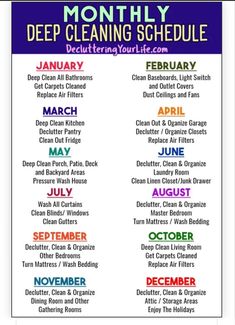 the month of deep cleaning schedule