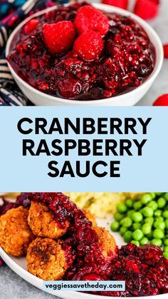 cranberry raspberry sauce on a white plate