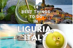 there are four pictures with the words best things to do in liguria italy