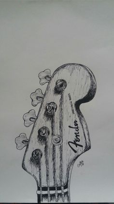 a drawing of an electric guitar head