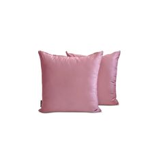 two pink pillows sitting next to each other