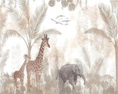 48924664791375|48924664824143|48924664856911|48924664889679 Safari Nursery Wallpaper, Kids Room Jungle, Panoramic Wallpaper, Safari Wallpaper, Jungle Nursery, Photo Mural, Magical Fairy, Safari Nursery, Cartoon Background