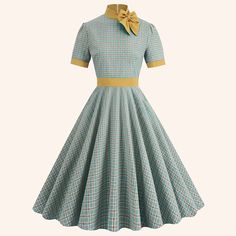 Hemline / Train:Midi; Season:Spring  Summer; Sleeve Length:Short Sleeve; Look After Me:Machine wash,Wet and Dry,Washable; Gender:Women's; What's in the box:Dress; Types:Dress,Swing Dress,Flare Dress; Holiday:Masquerade; Style:Retro Vintage,1950s,Rockabilly,A-line; Occasion:Masquerade,Date; Material:Cotton; Age Group:Adults'; Pattern:Plaid / Check; Listing Date:02/23/2024 1920s Womens Fashion, 1950 Fashion Women, Vintage 1950s Dresses Parties, Olivia Art, Historical Clothing Patterns, 1950 Dress, Dress Types, 1950s Rockabilly, 1920s Fashion Women