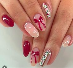 White With Red Polka Dots Nails, Red Polka Dot Nails, Pink And Red Christmas Nails, Horror Nails, 2024 Nails, How To Cut Nails, Nails Inspiration, Nail Ideas, Nail Inspo