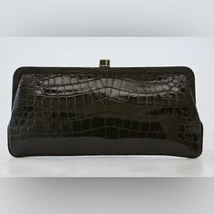 Authentic Croc Clutch( Reasonable Offers Will Be Considered)Pre Owned, In Great Outside Conditions: No Scuffs, No Scratches, No Rips. Inside: Shows Used Signs + A Minor Pink Stain As Shows Last Pic. Crocodile Leather, Black Color, Stain, Bag Lady, Frame, Leather, Women Shopping, Black, Color