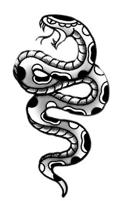 a black and white drawing of a snake