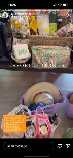 two screens show the same items in different baskets