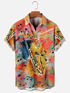 Vacation Music Element Pattern Hawaiian Shirts, Soft Hawaii Shirts, 3d Hawaiian Aloha Shirt, Summer Beach Shirt Coconut Style, Palm Tree Shirt, Cat Music, Japanese Shirt, Tree Shirt, Mens Formal, Formal Shirts For Men, Oversized Top, Men Shirt Style