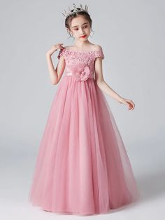 Pink Frocks For Kids, Spring Prom Tutu Dress, Pink Summer Gown For Pageant, Pink Summer Pageant Gown, Amber Clothes, Princess Dresses For Girls, Gown For Kids, Gowns For Kids