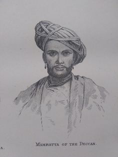 an old drawing of a man with a turban on top of his head