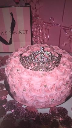 #Birthday #Cake #16th #Theme #Victoria #Secret #Pink #Aesthetic #Match #Adorable #Perfect #Cute #Inspo #Crown #Rose #Pearls #Love #Small 14th Birthday Cakes, 15th Birthday Cakes, Pink Sweet 16, Cake Cute, Sweet Sixteen Birthday Party Ideas, Birthday Cake Decorating Ideas, 13 Birthday Cake, Sweet 16 Birthday Cake, Sweet 16 Cakes