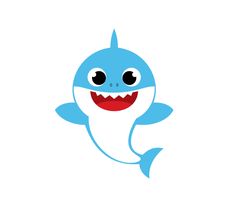 a cartoon shark with big eyes and a smile on its face, it's mouth is