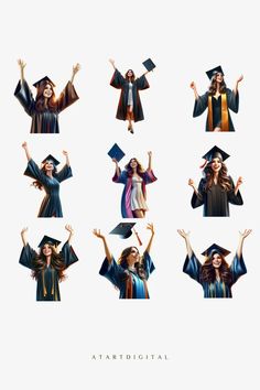 graduation photoshopped to look like people in gowns and caps with their hands up