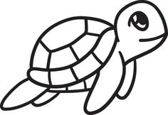 a black and white drawing of a sea turtle with big eyes on it's head