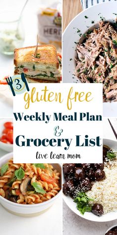 the weekly meal plan and grocery list for gluten free