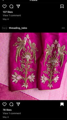 Pelli Blouse, Handwork Designs, Basic Blouse Designs, Blouse Designes, Maggam Designs, Pink Blouse Designs, Dabka Work, Work Blouse Designs, Designs Blouse