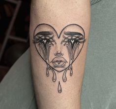 a woman's face with tears coming out of her eyes on the leg