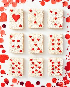 rice krispy treats with hearts on them