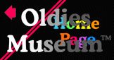 the oldies museum logo is shown in multicolored letters on a black background