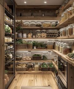 an open pantry filled with lots of food