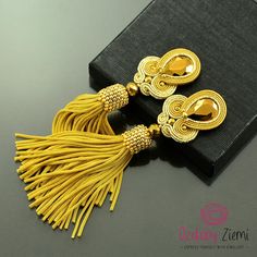 Gold tassel earrings gold fringe earrings gold crystal Handmade Gold Tassel Earrings For Party, Gold Handmade Tassel Earrings For Party, Bohemian Gold Chandelier Earrings With Tassels, Gold Bohemian Chandelier Earrings With Tassels, Elegant Yellow Tassel Earrings, Elegant Yellow Fringe Earrings, Elegant Yellow Dangle Tassel Earrings, Extravagant Earrings, Gold Tassel Earrings