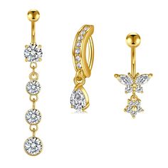 PRICES MAY VARY. Order include - 3pcs different gold belly rings, dangle belly button ring; belly button ring dangle, dangly belly button piercing, belly button ring gold, gold belly button piercing Size - Surgical steel belly piercing 14 gauge (1.6mm); gold belly button ring bar length: 3/8"(10mm); clicker belly button ring width: 2.5mm; Material - gold belly button ring dangle is made of high quality stainless steel; Highly polished smooth surface dangle belly button ring gold dangle, Hypoalle Dangle Belly Rings For Wedding, Gold Belly Rings, Belly Button Rings Dangle, Gold Belly Button Rings, Belly Piercing Jewelry, Gold Belly Ring, Button Piercing, Body Jewelry Piercing, Button Rings