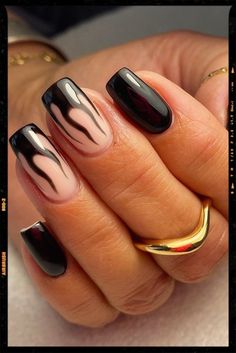 Matte Black Flame Nails, Black Nail Designs Flames, Flame Black Nails, Black Acrylic Nails Flames, Almond Nails Designs Flame, Black With Flames Nails, Black Flame Nails Square, Fire Design Nails Short, Black Nails With Flame Design