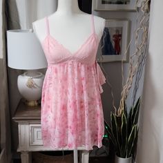 Nwt So Pretty With Matching Panty Adjustable Straps No Smoking/Pet Free Home Sheer Spring Sleepwear, Spring Sheer Sleepwear For Pajama Party, Feminine Sheer Sleepwear For Pajama Party, Soft Girl Aesthetic, Women's Robe, Stockholm Fashion, Women's Shapewear, Chiffon Lace, Soft Girl