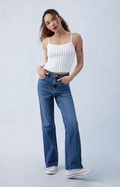 High Waisted Bootcut Jeans, Dark Indigo, Got It, Pacsun, Bootcut Jeans, Eco Friendly, Slim Fit, High Waisted, Blue