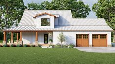 this is an artist's rendering of a house with two garages on the front