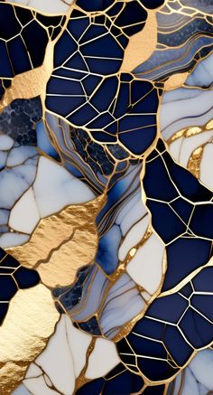 blue and white marble with gold foil on the edges, as well as some other things