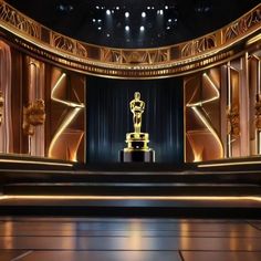 the oscars stage with an award on it