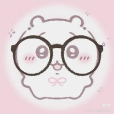 a drawing of a bear with glasses on it's face