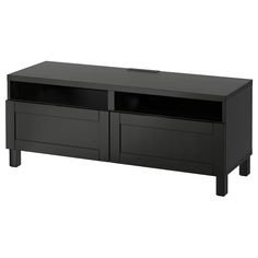 a black entertainment center with two drawers