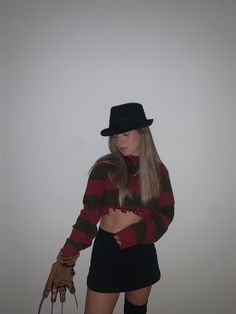 halloween costume, halloween inspo, freddy krueger, freddy krueger halloween costume, halloween outfit, cute freddy krueger costume, freddy hat, freddy krueger hand, halloween costume inspo, halloween inspiration, halloween costumes teenage girl Halloween Costume Ideas Freddy, Freddy Krueger Halloween Costumes, Hot Freddy Krueger Halloween Costume, Fredy Krueger Halloween Costume, Freddie Kreuger Costume Woman, Ghost Face And Freddy Krueger Costume, Freddie Halloween Costume, Halloween Costume Freddy Krueger, Scream And Freddy Costume