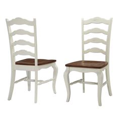 two white chairs side by side against a white background, one with a brown seat