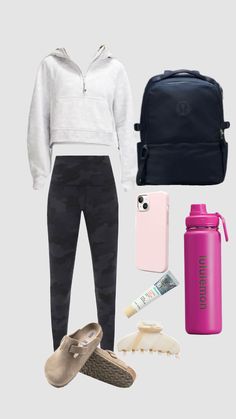 back to school outfit/ lululemon outfit/ fall outfits ~~ boston clog, lululemon pants, lululemon Scuba hoodie, lululemon backpack, lululemon waterbottles, Glossier lipbarms, iphone and craw clip #wishlist #cute #fyp #backtoschool #ootd #outfit #fall #fallaesthetic #lululemon #lululemonoutfitinspo Sporty Lululemon Outfits, Outfits With Lululemon Scuba, Athletic Outfits Lululemon, Lululemon Backpack Outfit, Cute Outfits For School Lululemon, Lululemon Scuba Outfits, Lulu Scuba Outfit, Lululemon School Outfit, Lululemon Fall Outfit