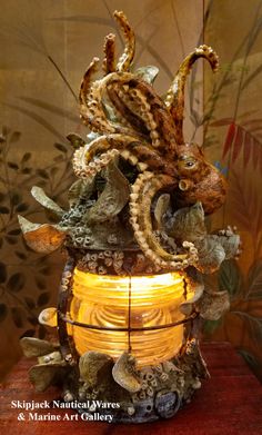 an octopus lamp sitting on top of a table