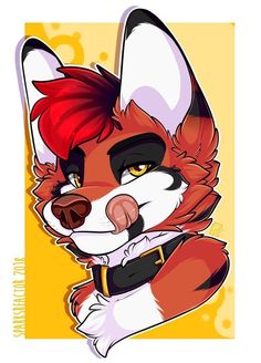 a drawing of a fox with red hair