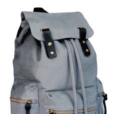 SYDNEY PAIGE X BAZIC Products® GUIDI Rucksack Backpack, 18", Gray | The backpack features a padded back and adjustable shoulder straps to provide exceptional comfort, reducing strain and ensuring a comfortable fit, even during extended wear. This 18" laptop rucksack features canvas fabric with vegan leather details, combining aesthetics and sustainability in a chic package. As well as 210D polyester interior for easy cleaning. When expanded, measures: 13" x 7" x 18". Featuring 1 large main compa Gray Functional Softback Backpack, Gray Backpack For Outdoor Activities, Casual Gray Backpack For Travel, Gray Softback Travel Backpack, Gray Standard Backpack For School, Standard Gray Backpack For School, Gray Backpack With Pockets For Outdoor Activities, Gray Travel Backpack With Pockets, Outdoor Gray Backpack With Adjustable Strap