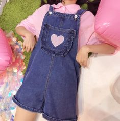 Sweet+&+Lolita+heart+embroidered+suspender+overall+shorts.    We+offer+FREE+and+USPS+shipping+for+USA+and+China+Post+for+any+other+country+in+the+world.+Customer+service+is+included+in+the+price+too!!    Material:+denim;  Color:+light+blue+/+dark+blue;    Size:+  Size+S:+Waist+89cm,+Hip+97cm,Thig... Cute Denim Overalls For Summer, Cute Spring Overall Shortalls, Cute Spring Shortalls Overall, Cute Spring Shortalls Overalls, Cute Blue Summer Overalls, Cute Cotton Shortalls With Pockets, Cute Summer Shortalls With Pockets, Cute Summer Overalls With Pockets, Childish Clothes