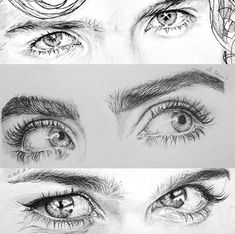 four different types of eyes with long lashes